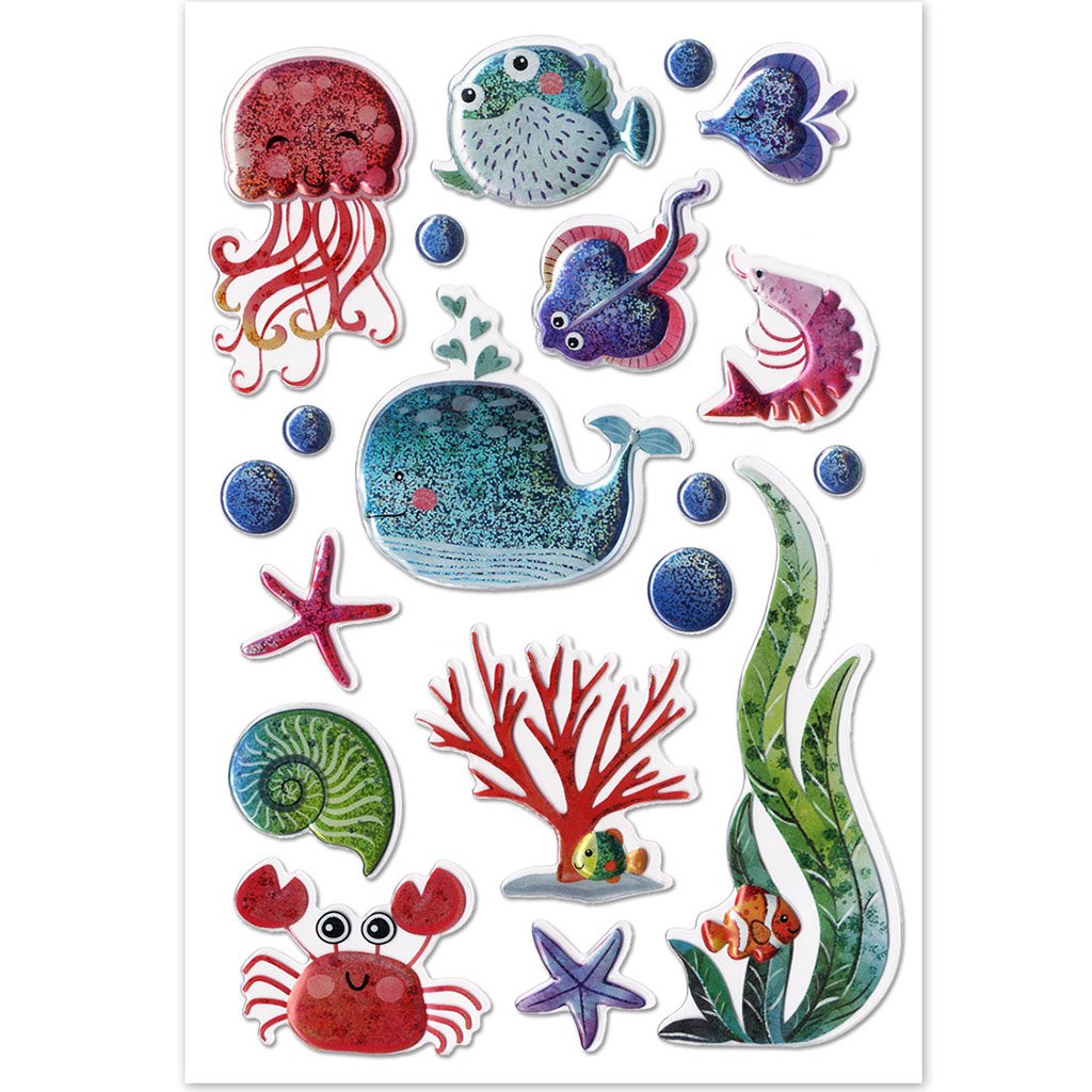 Craft Sticker Foil Fun Stickers 5.5in x 8.25in Under The Sea