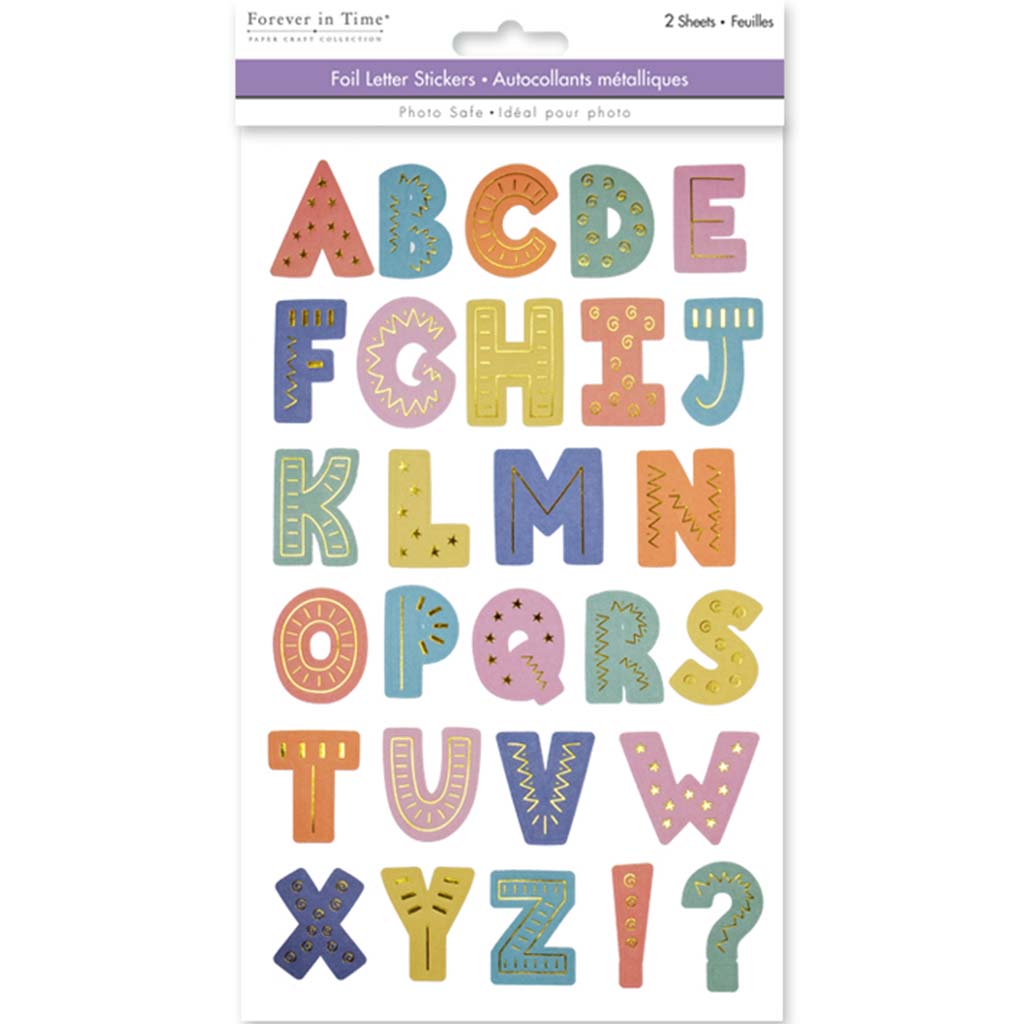 Craft Stickers Alpha Foil Fun 5.75in x 9.45in 2 Sheets Block Party