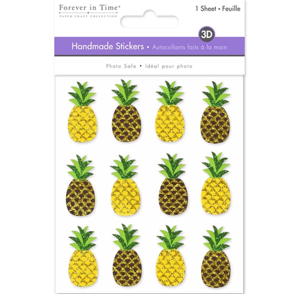 Handmade Sticker 3D Themed 9.5cm x 11.5cm Pineapple