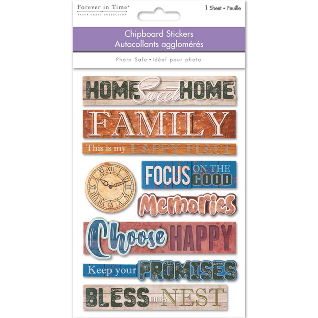 Handmade Sticker 3D Chipboard Sentiments 4.9in x 7.3in Family