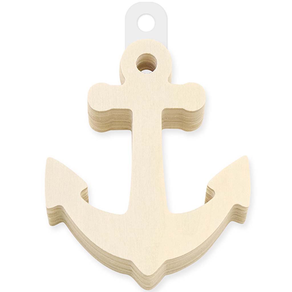 Wood Craft Wood Shapes 8cm 12pcs Anchor