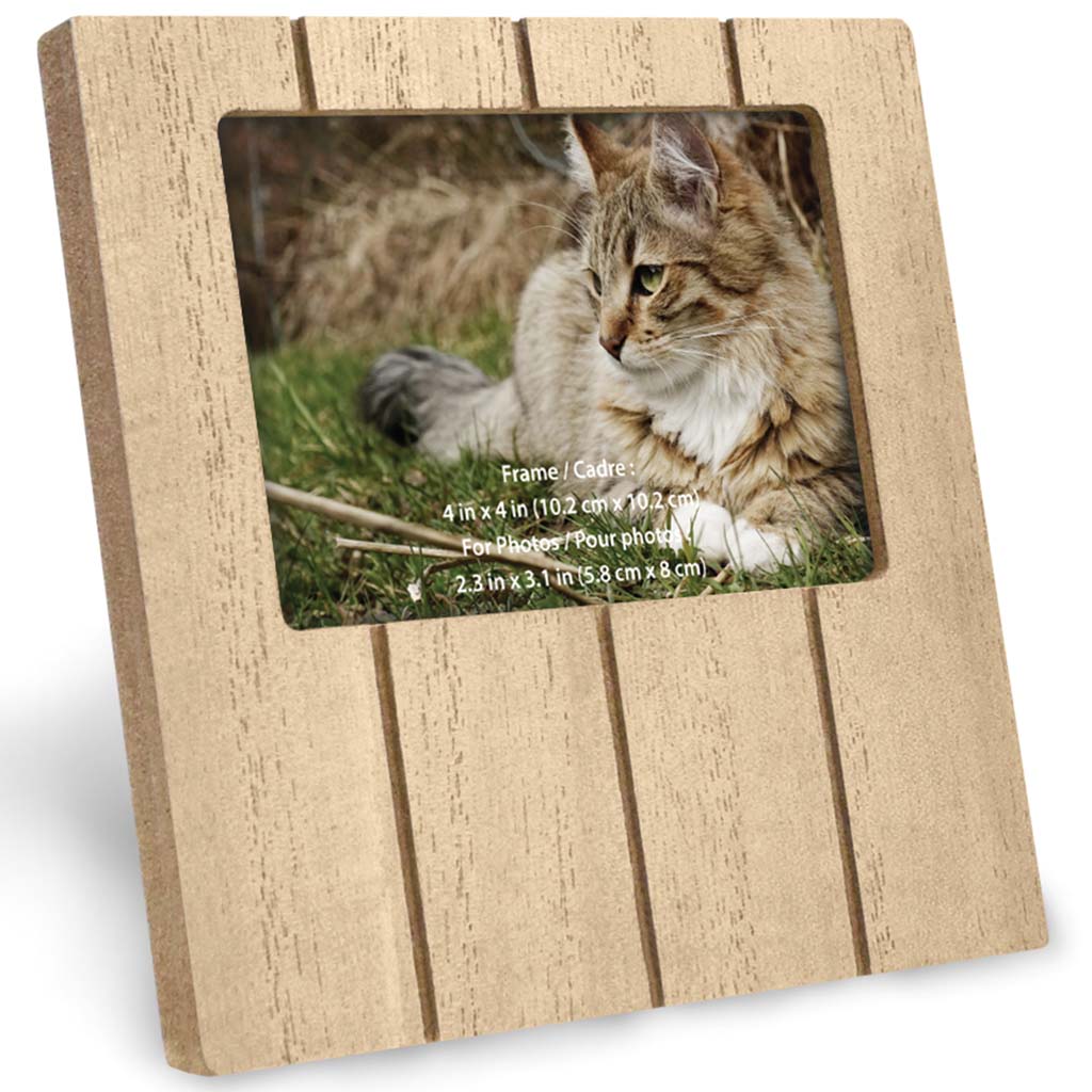 Wood Craft DIY Slat Photo Frame with Stand 4in x 4in