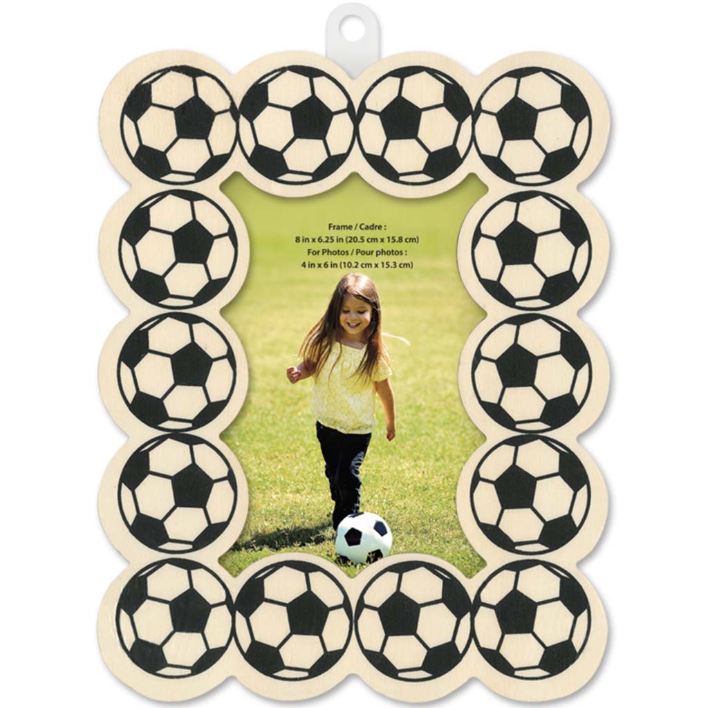 Wood Craft DIY Sports Photo Frame with Stand 8in x 6.25in Soccer