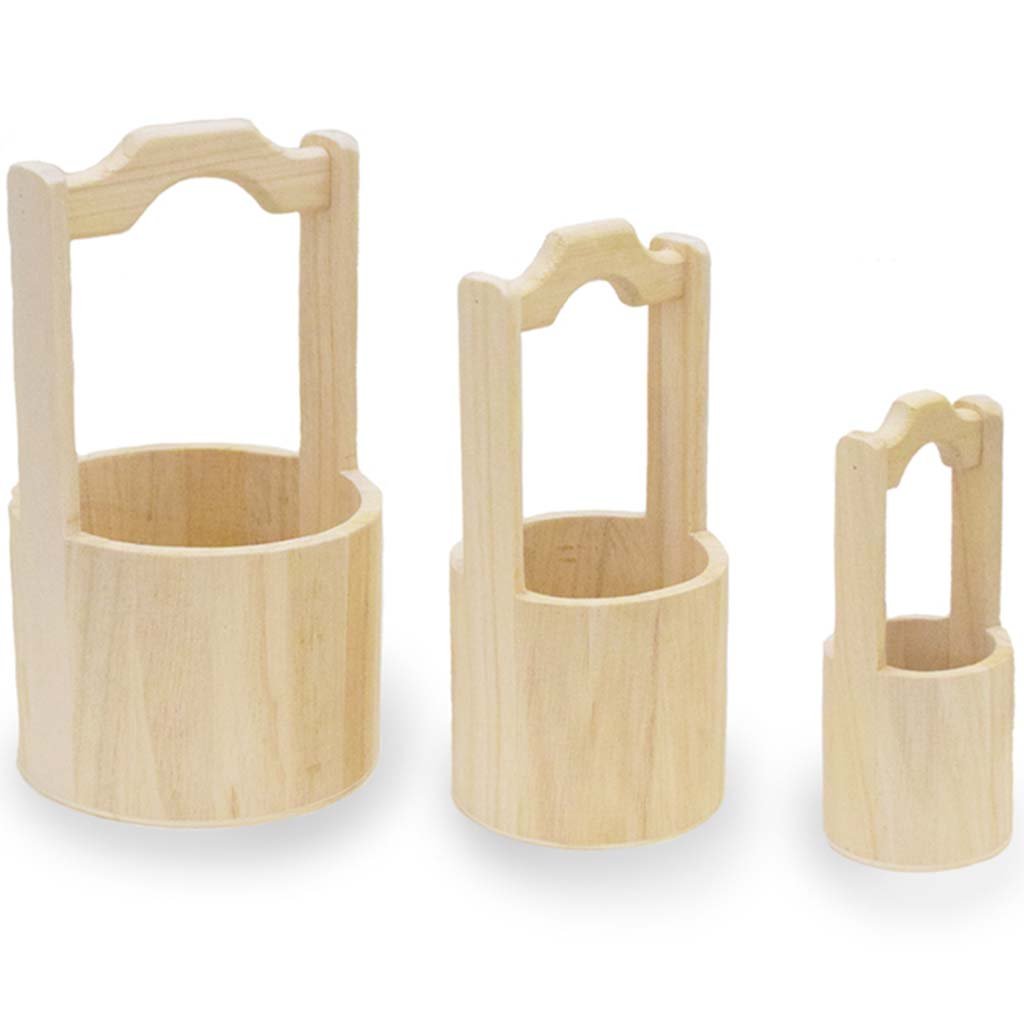 Wood Craft Wishing Well Set of 3