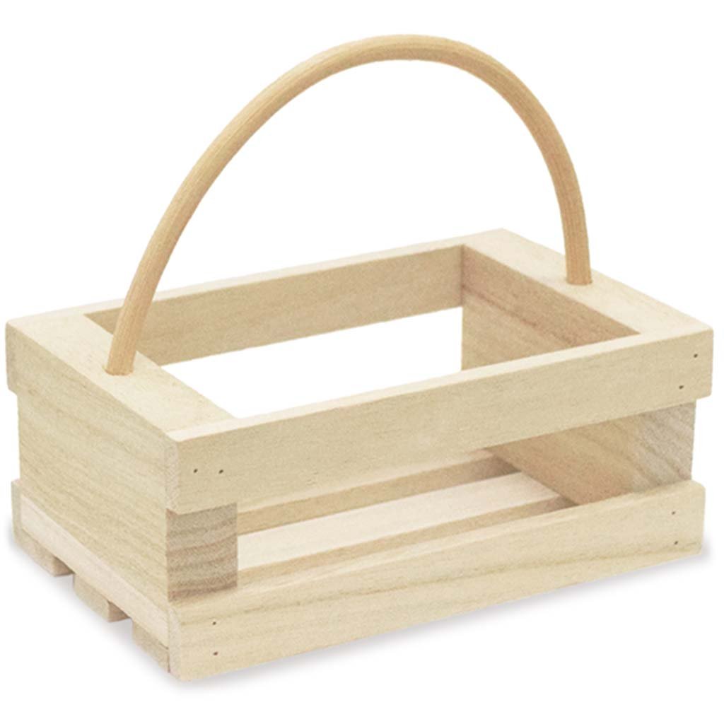 Wood Craft Rectangle Crate Basket 4.9in x 3.1in x 2in