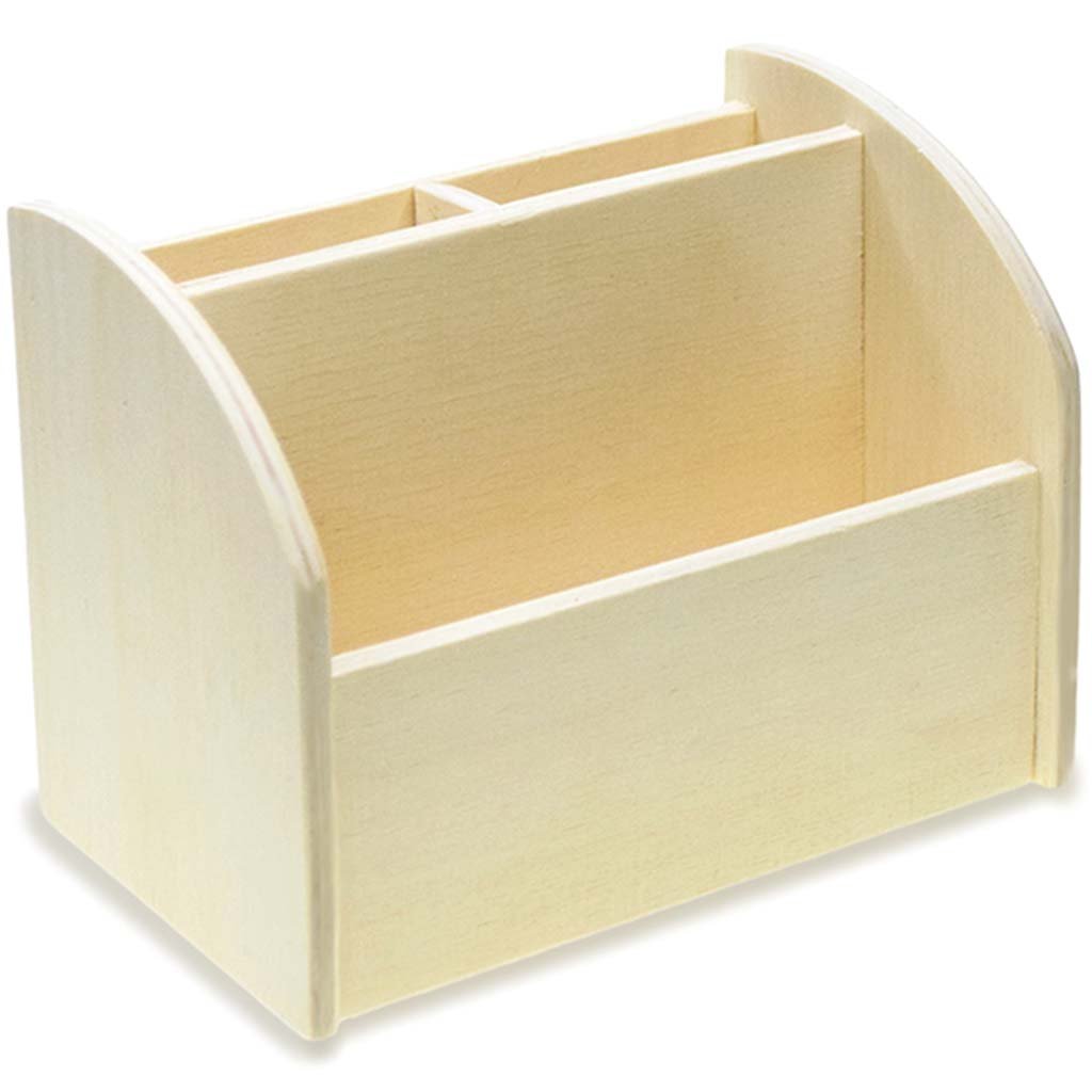 Wood Craft Desk Caddy 4.8in x 3.12in x 3.9in 3-Compartment