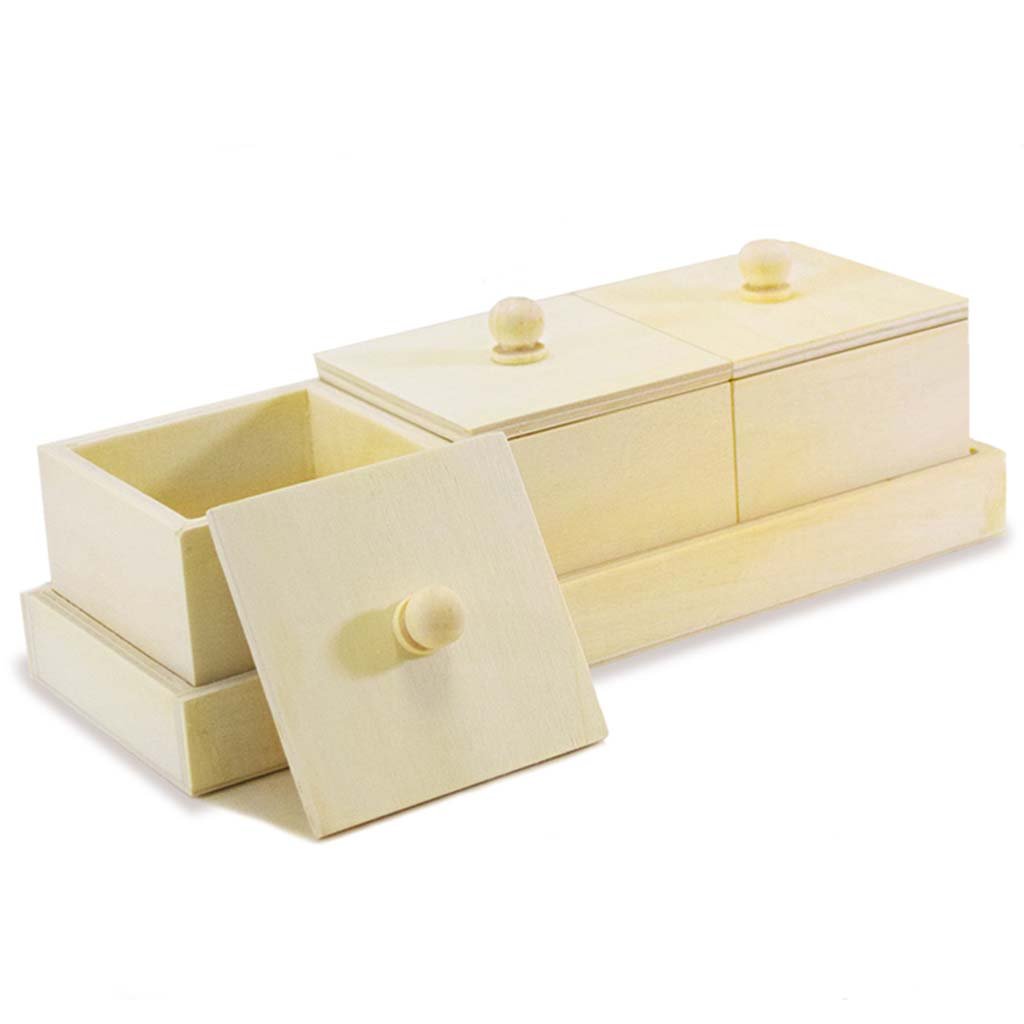 Wood Craft 3-Box Storage Tray 8.1in x 2.4in x 2.9in