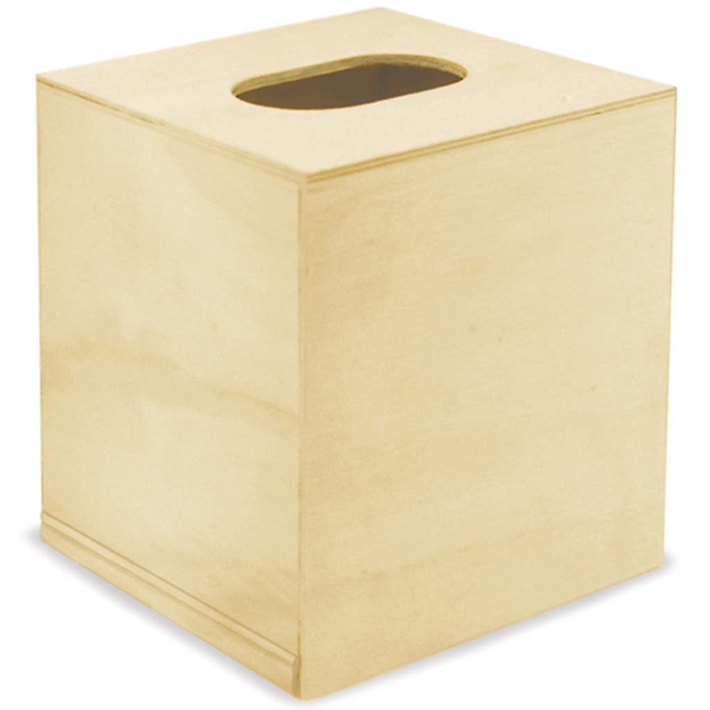 Wood Craft Tissue Box Square with Removable Base 5.2in x 4.8in x 5.8in