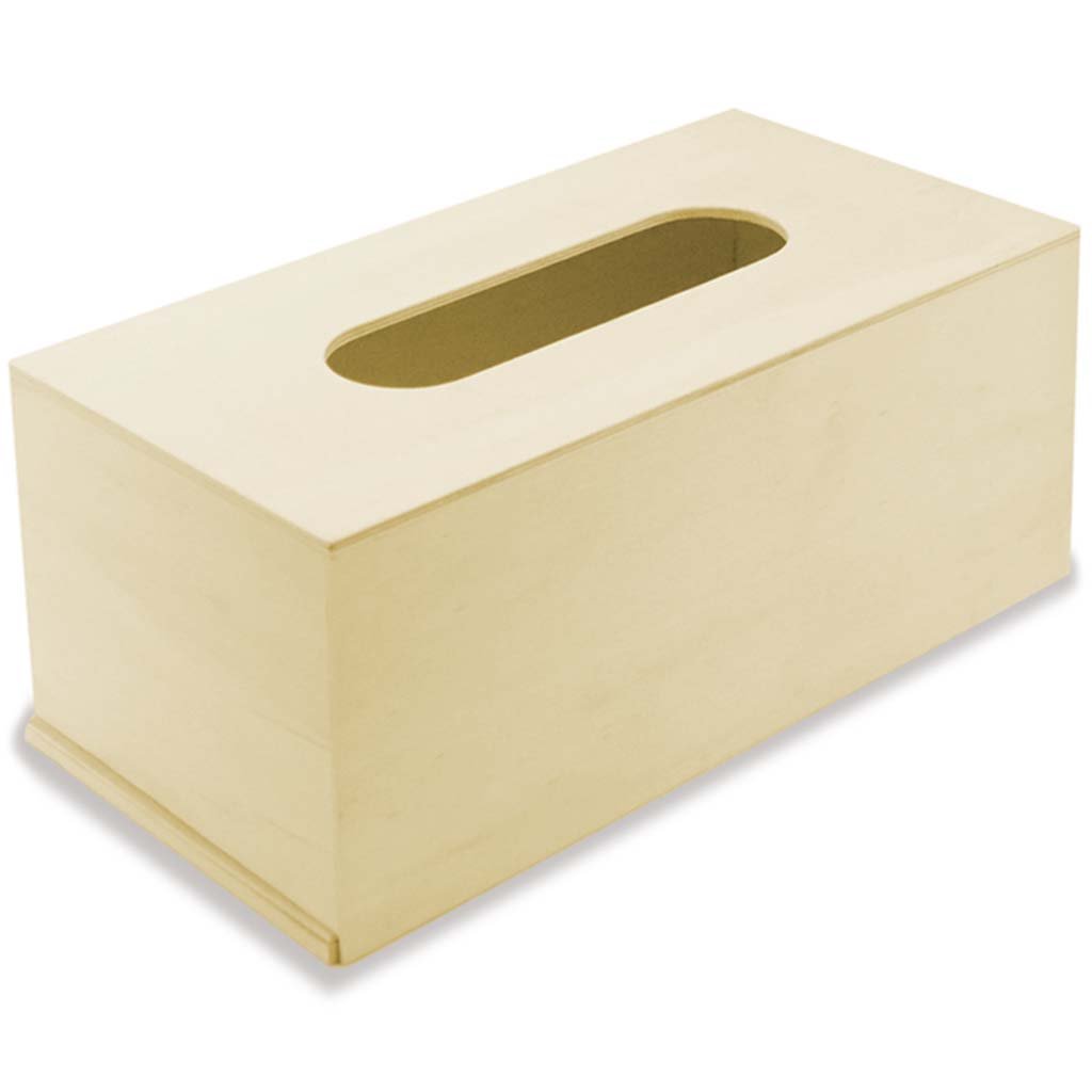 Wood Craft Tissue Box Rectangle with Removable Base 10in x 5.3in x 4.7in