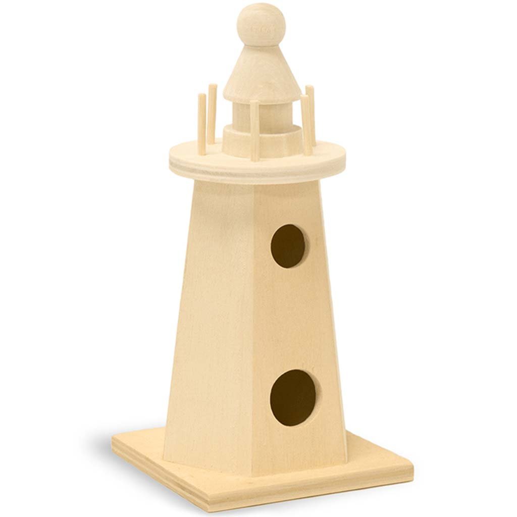 Wood Craft Natural DIY Lighthouse 6.5in x 3.25in