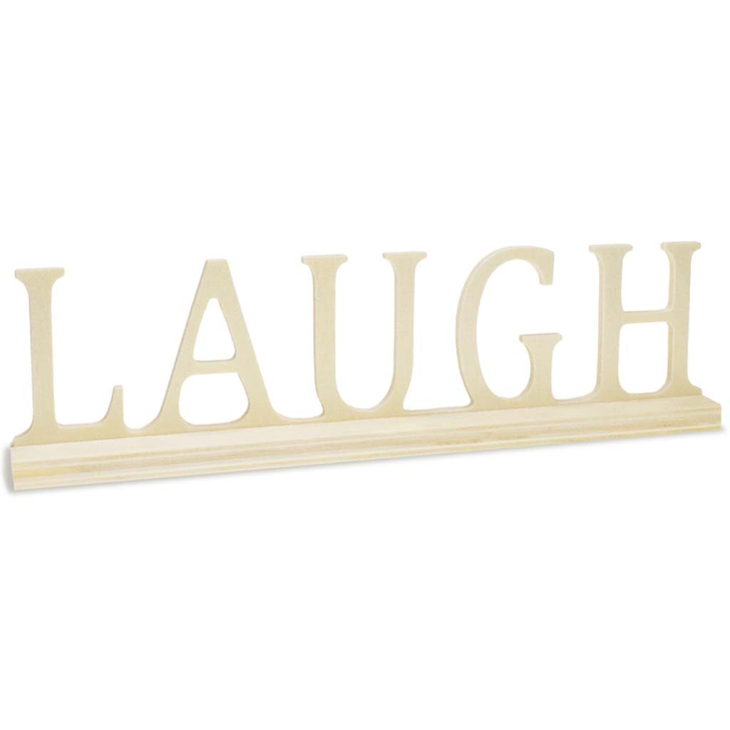 Wood Craft DIY Word Decor Laugh 9.45in