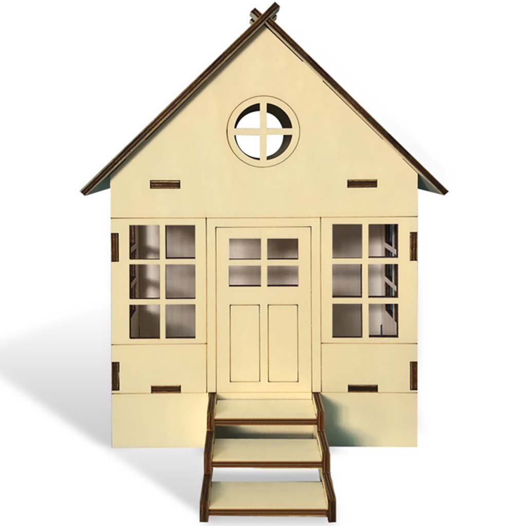 Wood Craft DIY 3D House Structure Closed Roof