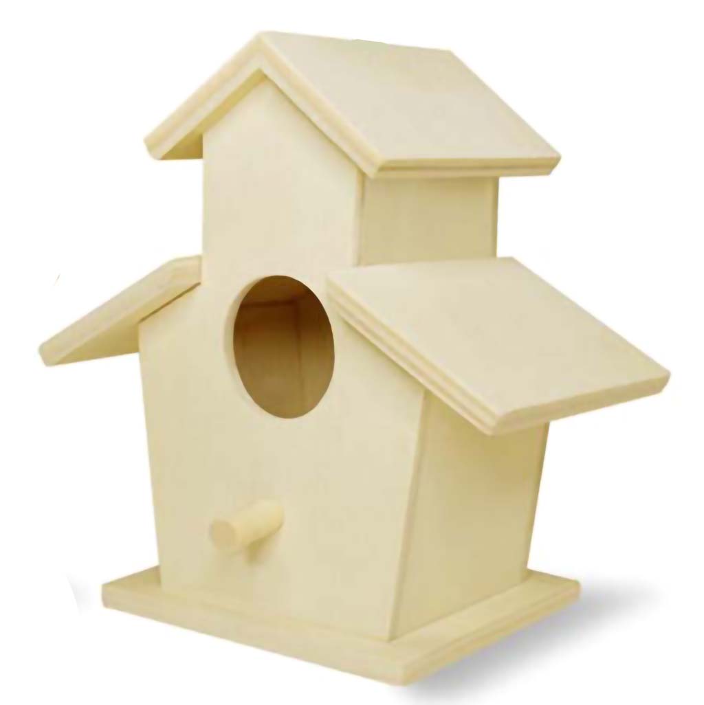 Wood Craft Birdhouses with Jute Cord Two Story One Hole 4in