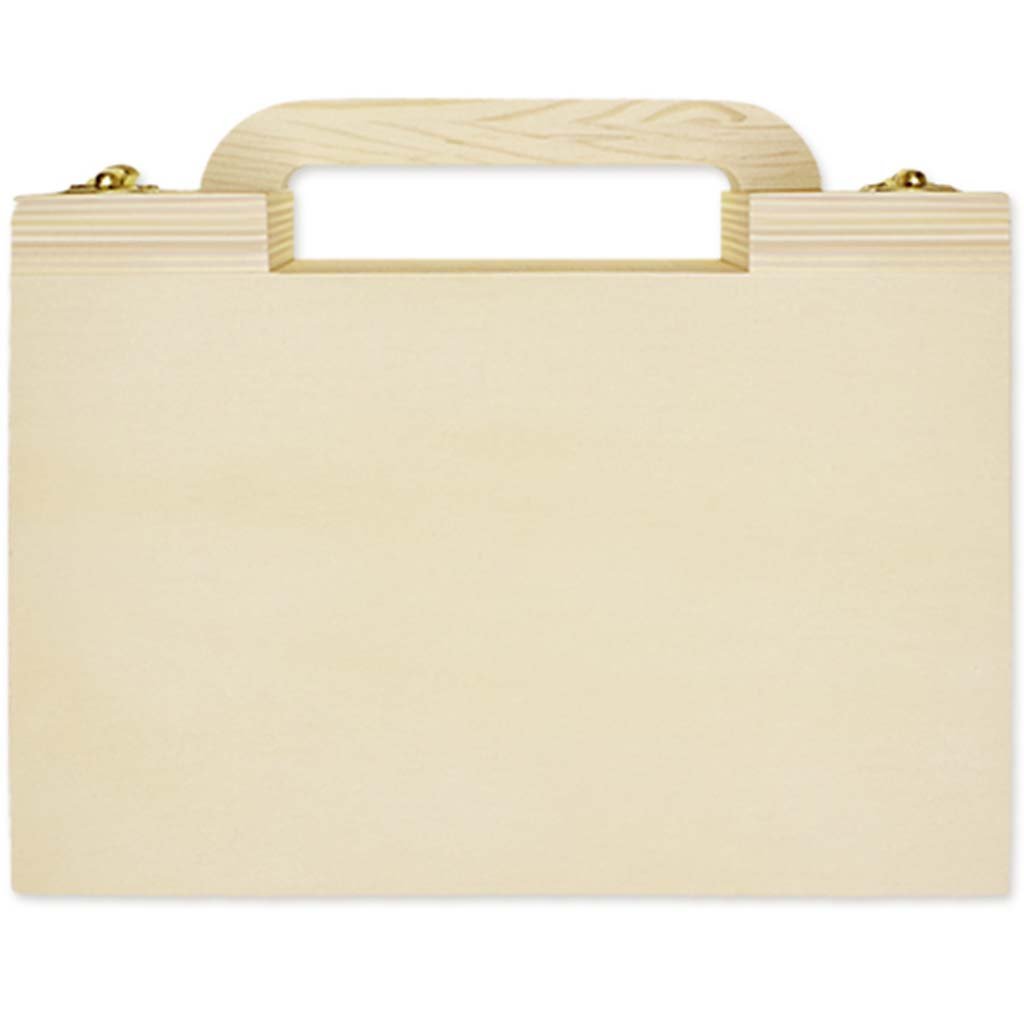 Wood Craft DIY Storage Case with Handle Gold Clasps 8.1 x 5.8 x 1.9in