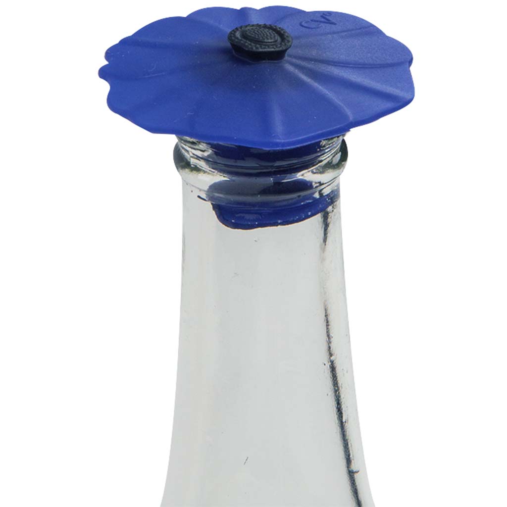 Poppy Pop Bottle Silicon Stoppers, Navy Blue