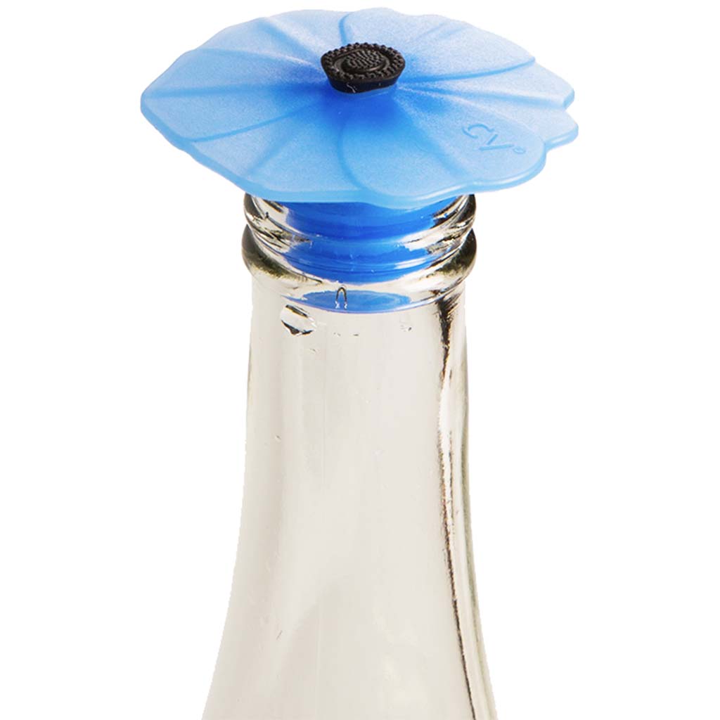 Poppy Pop Bottle Silicon Stoppers, Light Blue