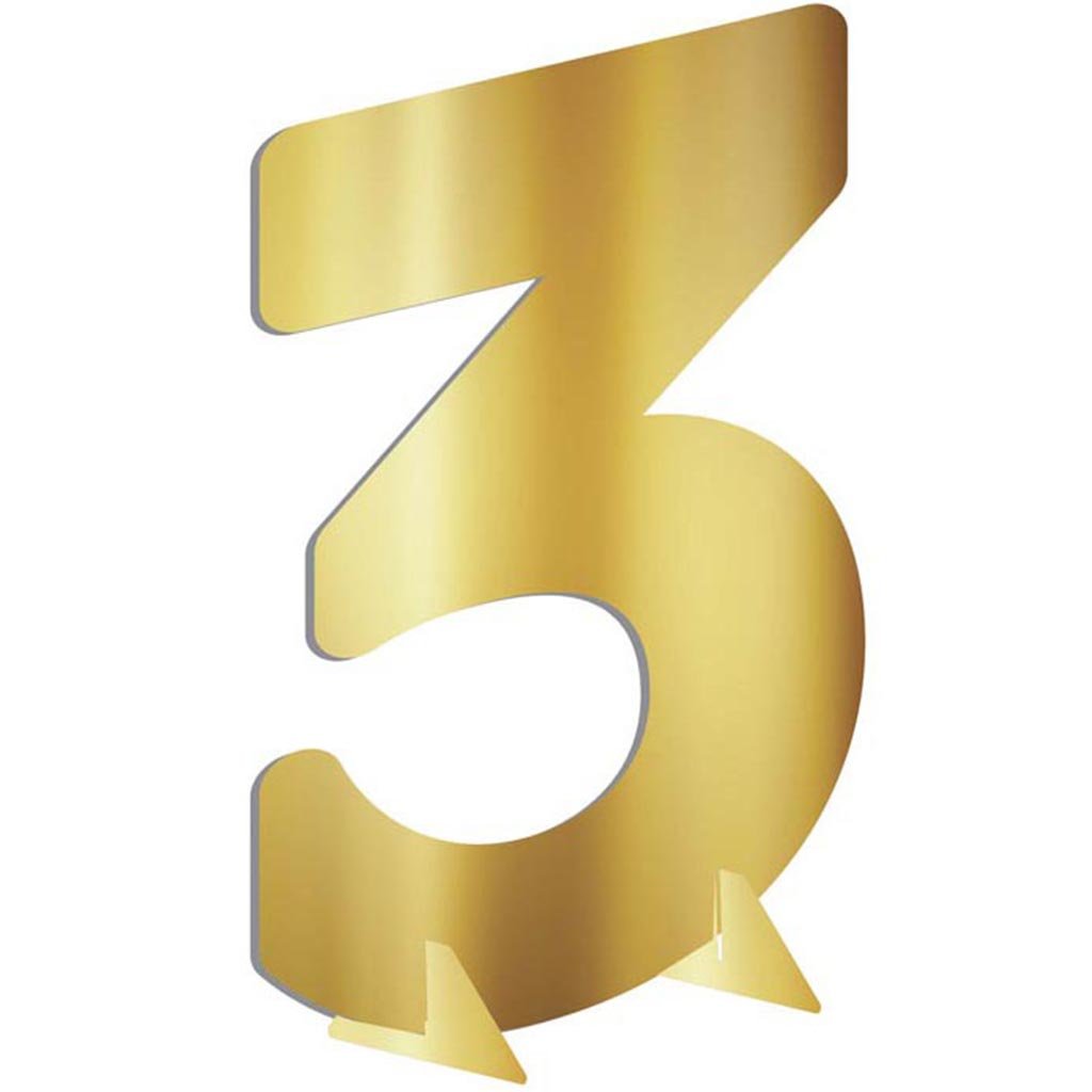 Gold Metallic Number 3, 7in