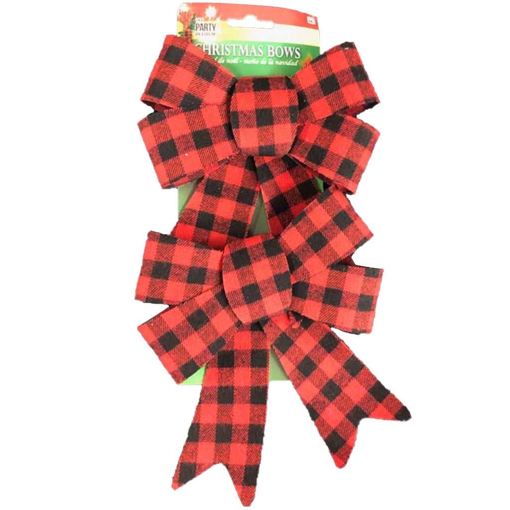 Multi Buffalo Plaid Gift Bow Medium, 2pc