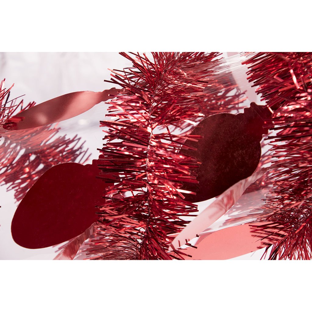 Tinsel Garland-9inBulbs-Red