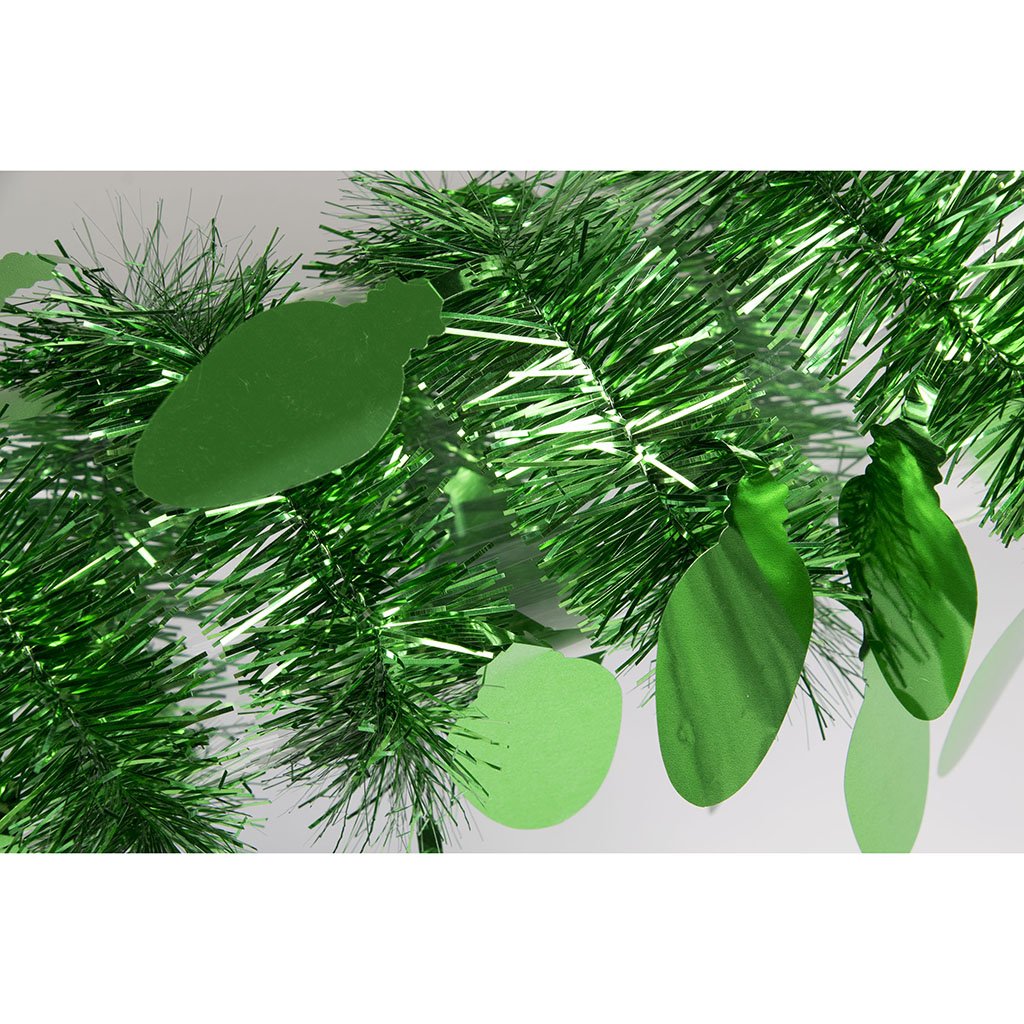 Tinsel Garland-9in Bulbs-Green