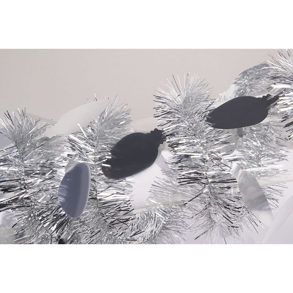 Tinsel Garland-9in Bulbs-Silver