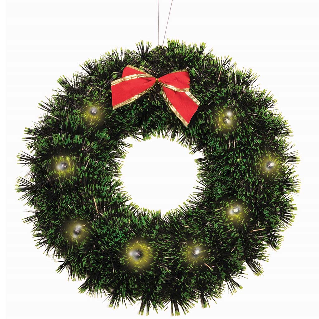 Lite-Up Tinsel Wreath 15in