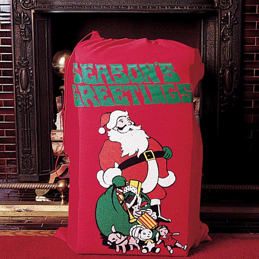 Santa Flannel Bag with Drawstring Top