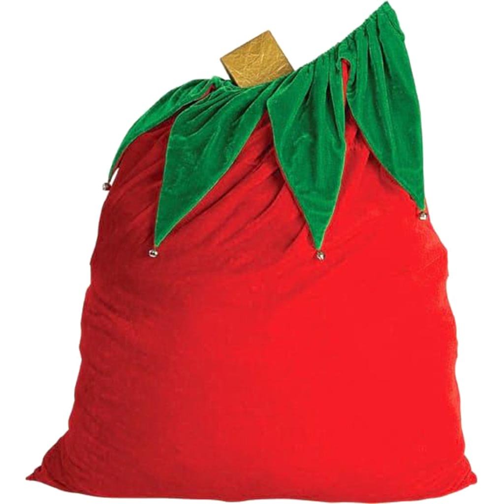 Velvet Santa Bag with Bells