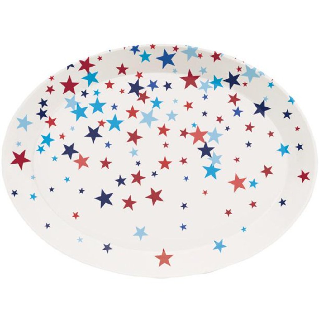 Oval Plastic Tray Patriotic, 14in