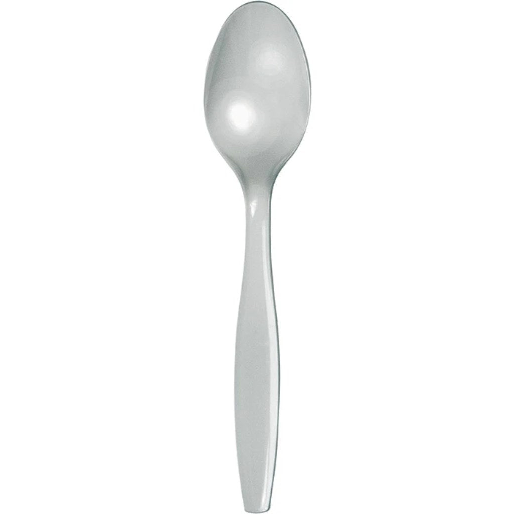 Shimmering Silver Plastic Spoon, 50ct