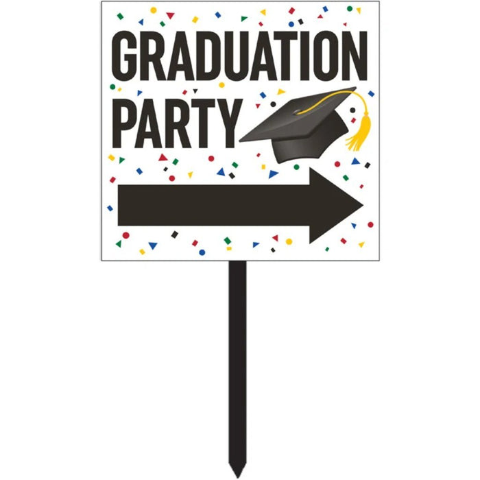 Black & White Graduation Yard Sign 15in x 26in