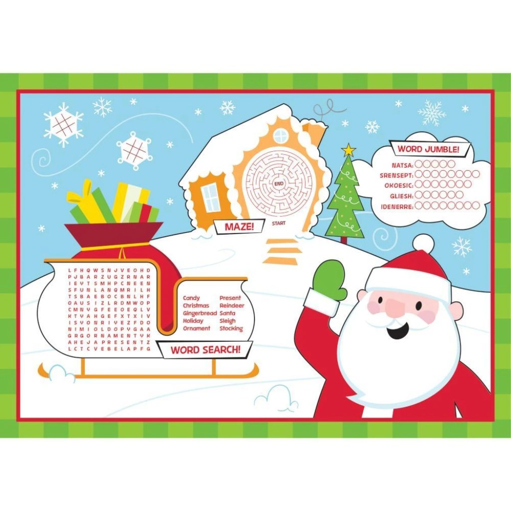 Placemat Christmas Activity Kit, 8ct