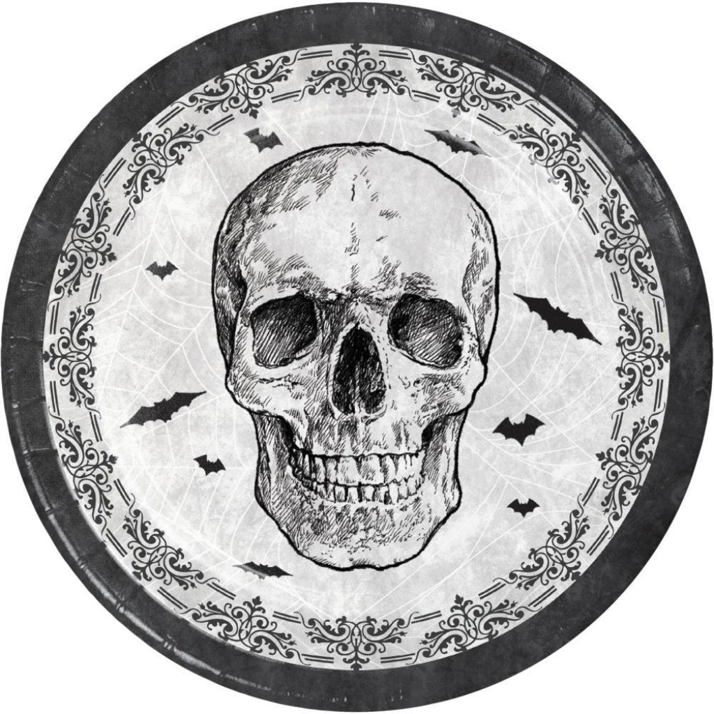 Spider And Skull Dinner Plates 8ct, 9In