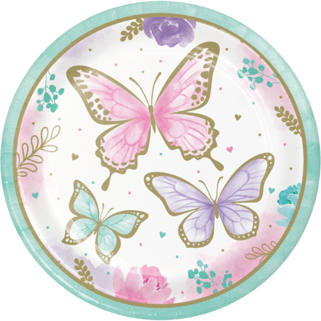 Butterfly Shimmer Dinner Plates 8ct, 9in