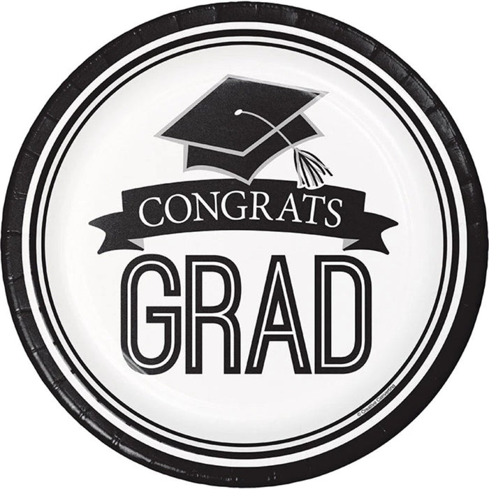 18ct Graduation School Spirit Dinner Paper Plates 9in