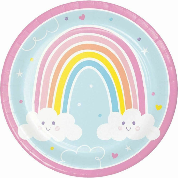 Happy Rainbow Dinner Plates 8ct, 9in