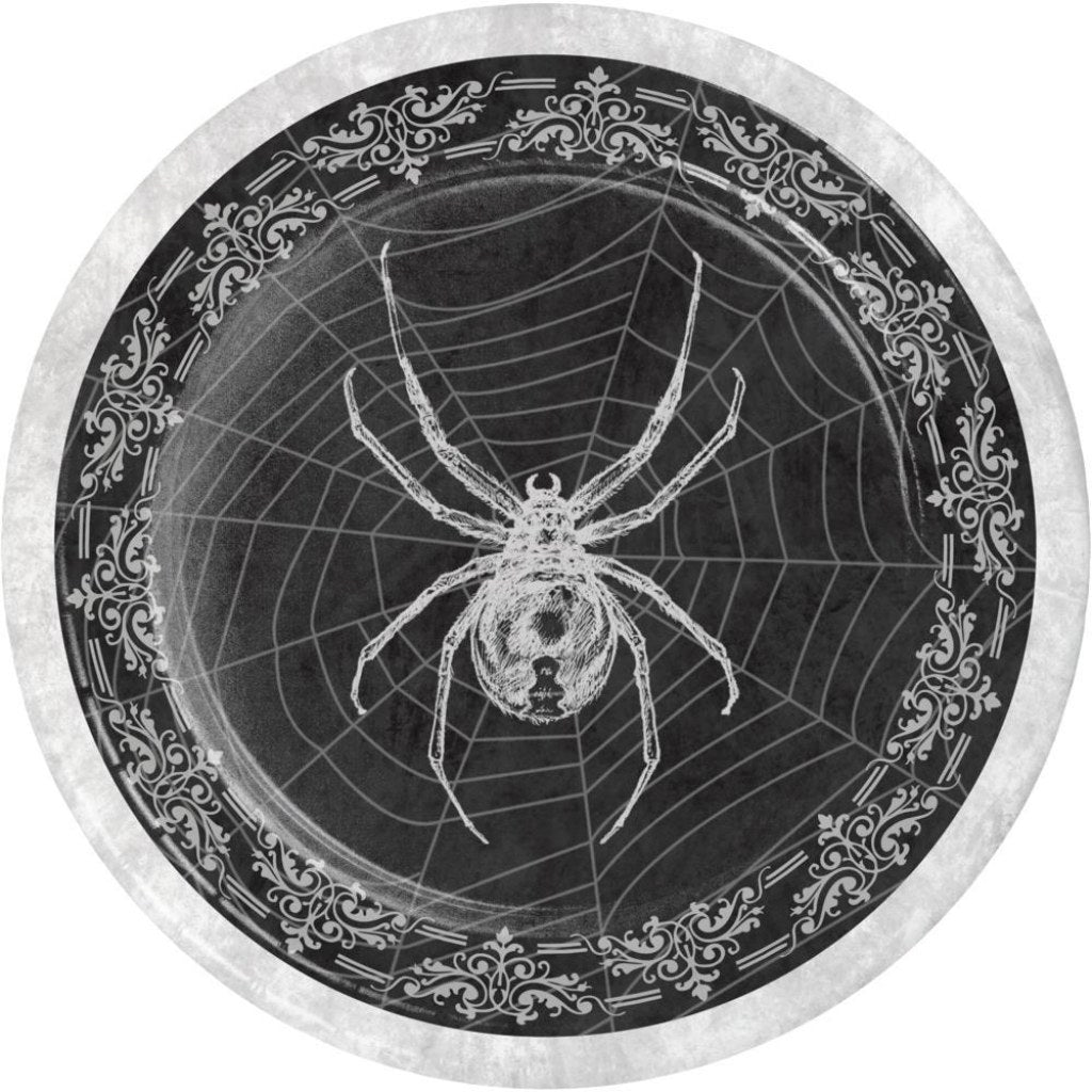 Spider And Skull Dessert Plates 8ct, 7in