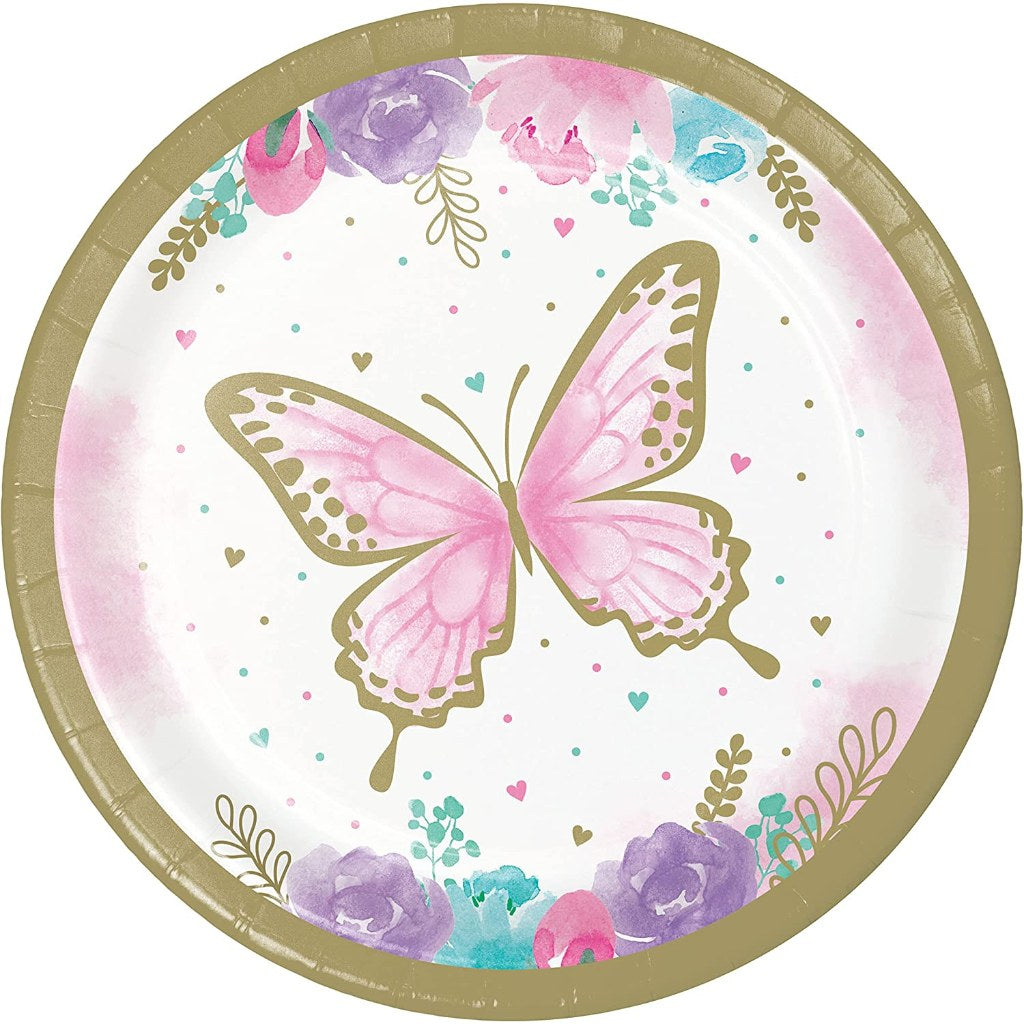 Butterfly Shimmer Lunch Plates 8ct, 7in