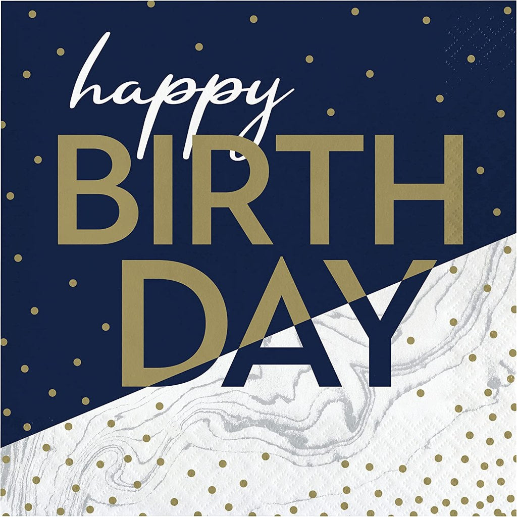 Navy and Gold Milestone Birthday Lunch Napkins, 16ct, 2ply