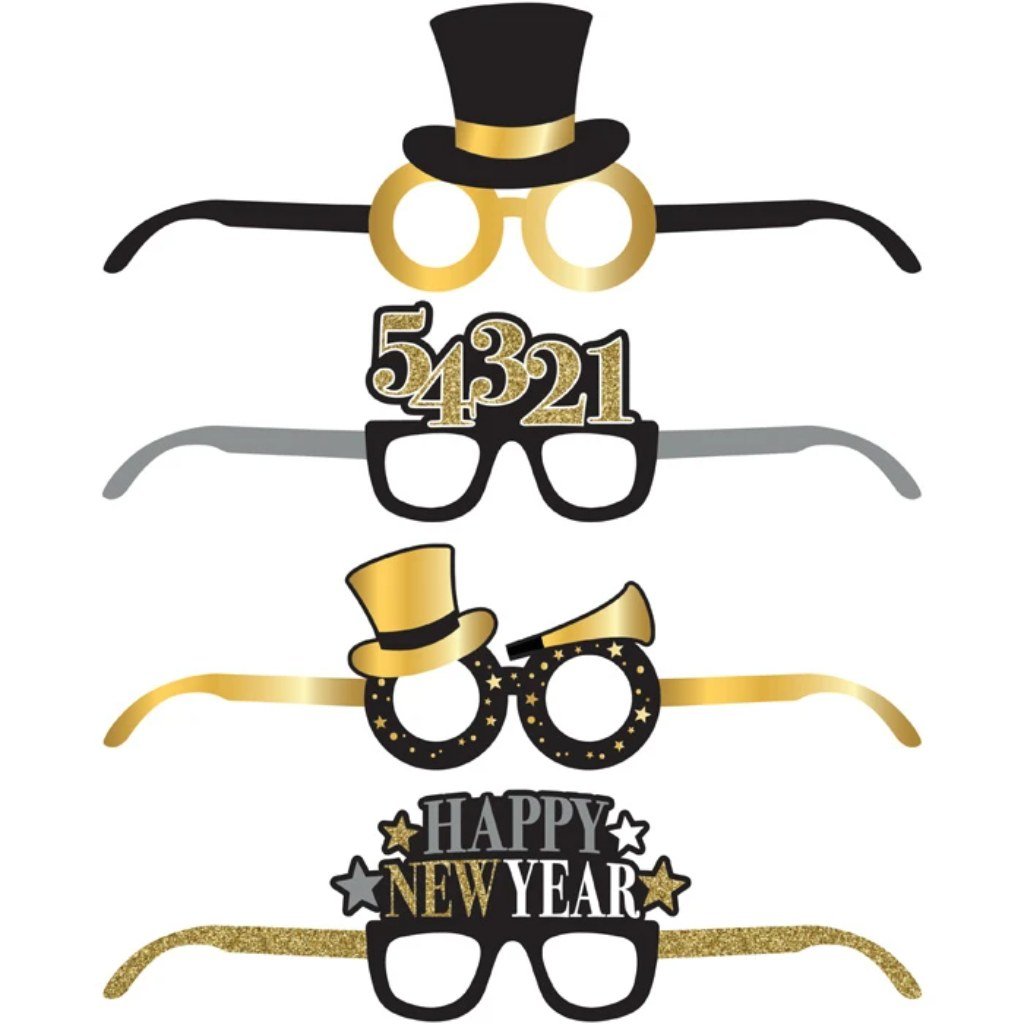 New Year Deluxe Paper Eye Glasses, 4ct