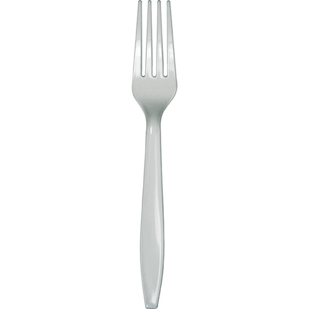 Shimmering Silver Plastic Forks, 50ct