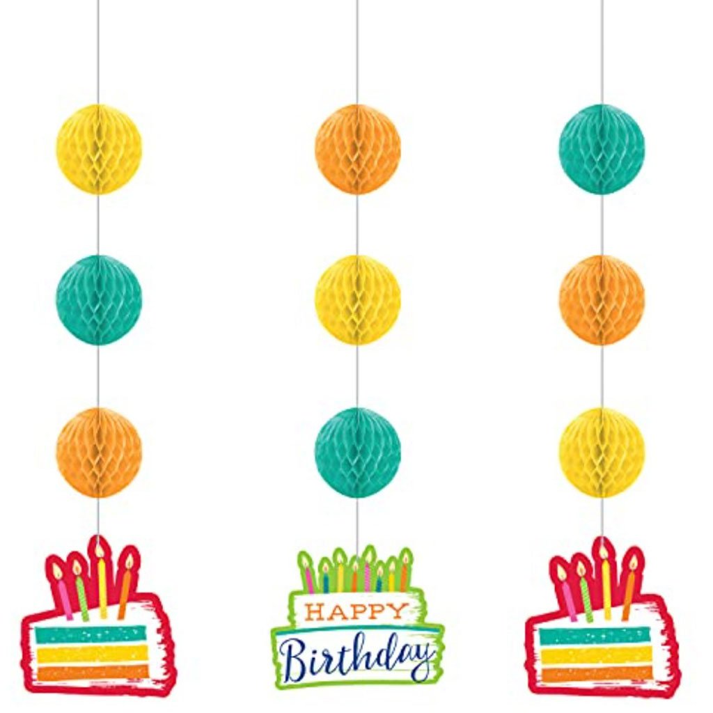 Festive Cake Cutouts With Hanging Honeycomb, 3ct