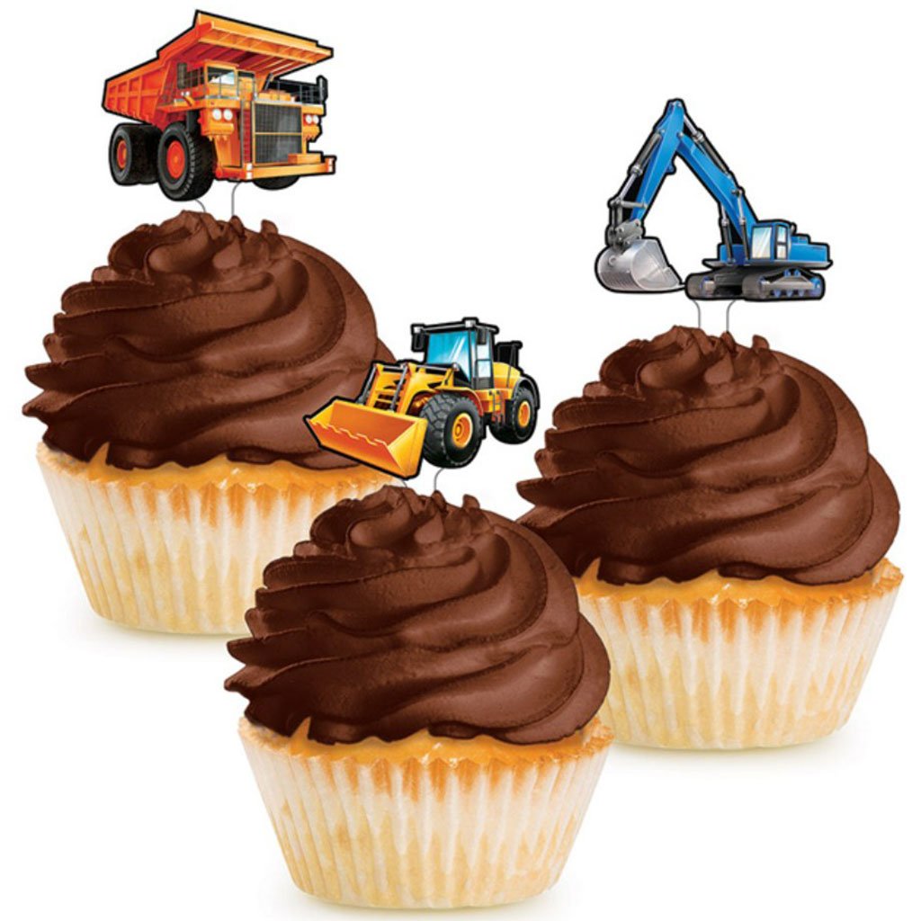 Big Dig Construction Cupcake Toppers, 12ct