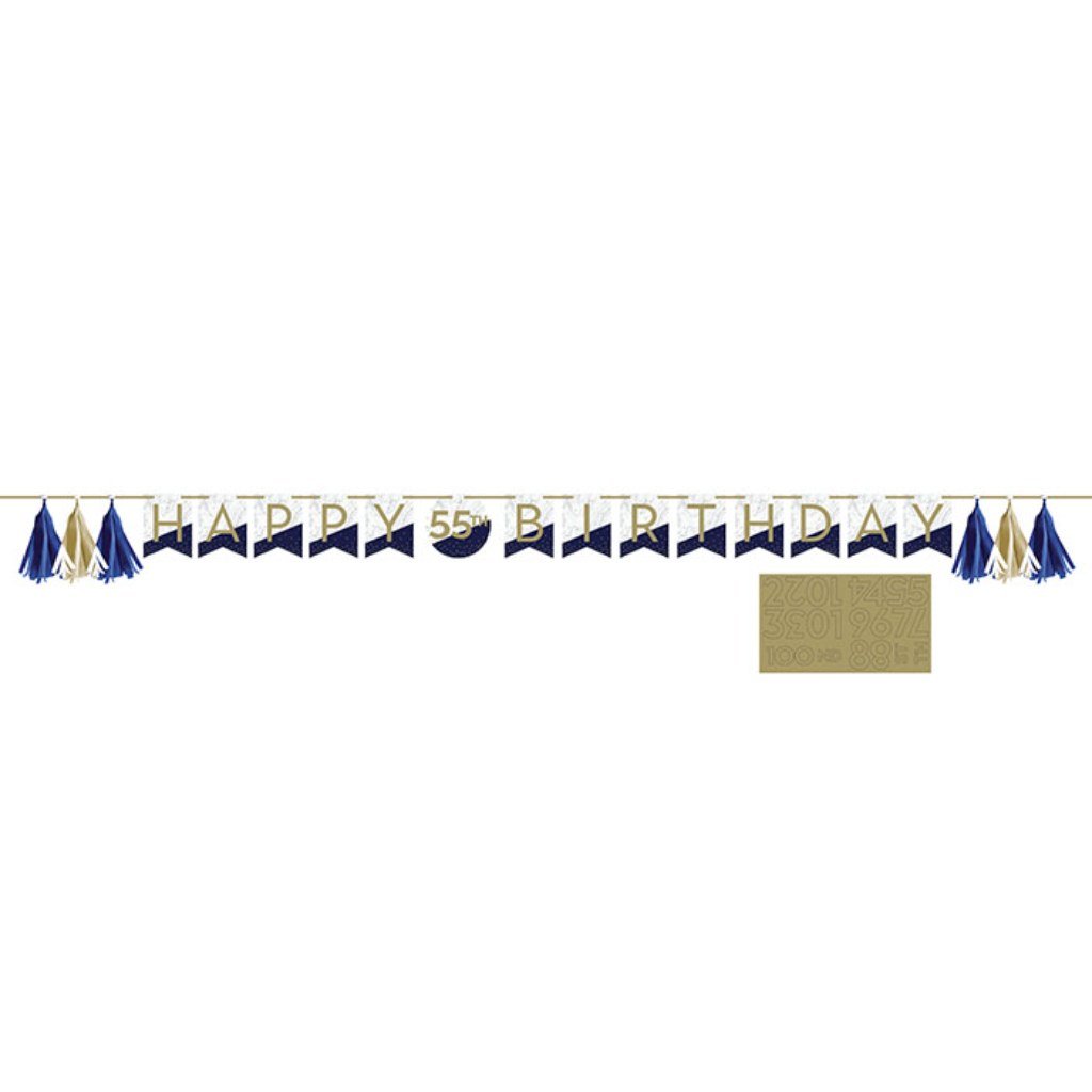 Navy and Gold Milestone Banner with Tassel, 1ct