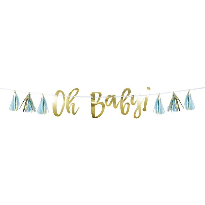 Blue and Gold OH Baby Tassel Banner