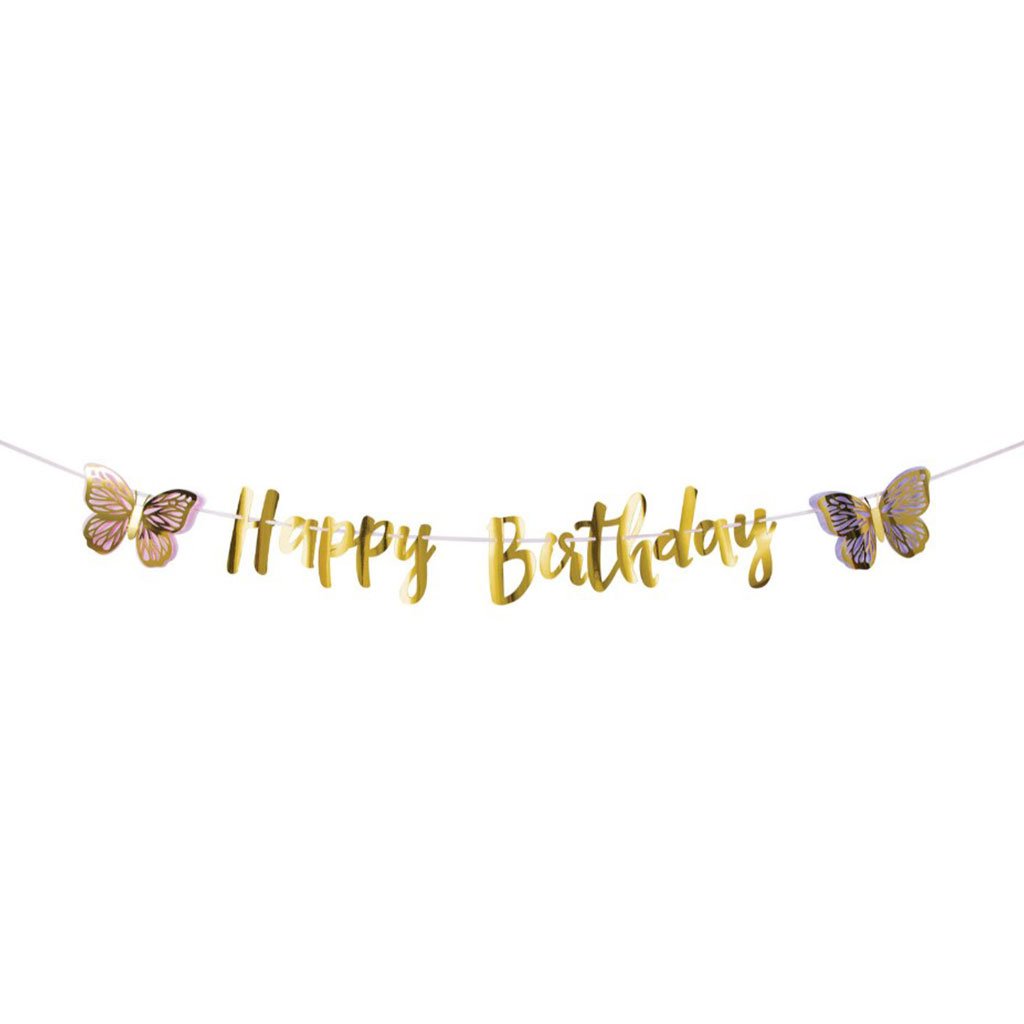 Butterfly Shimmer Foil Birthday Banner