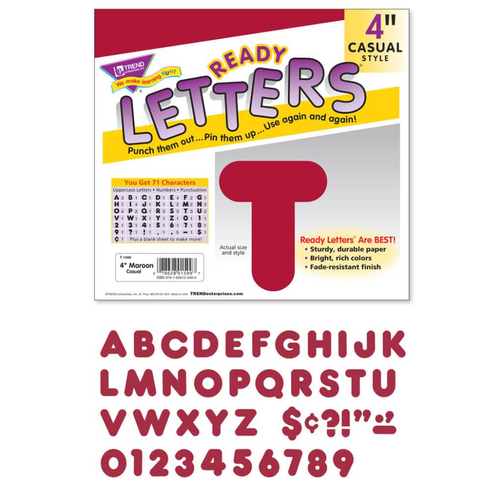 Ready Letters Casual 4" Maroon 