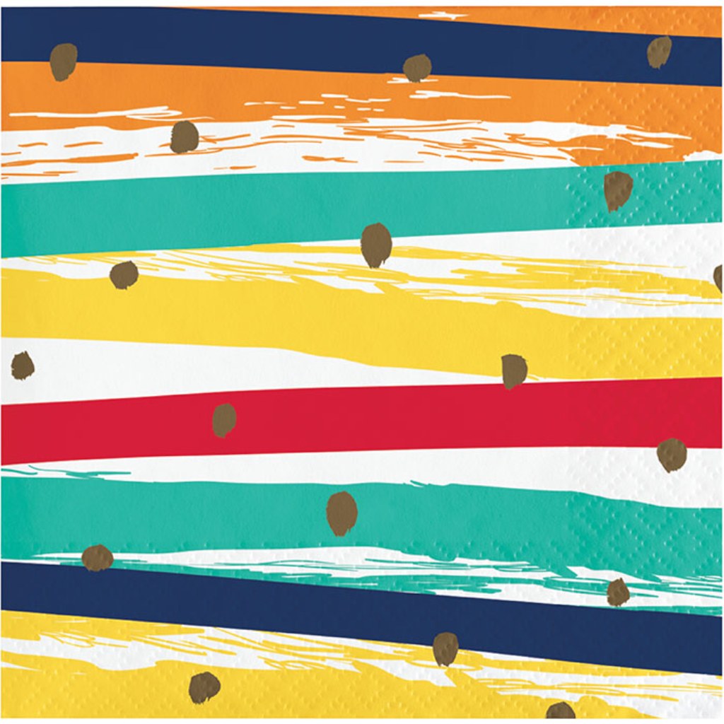 Birthday Stripes Beverage Napkins 16ct, 2ply