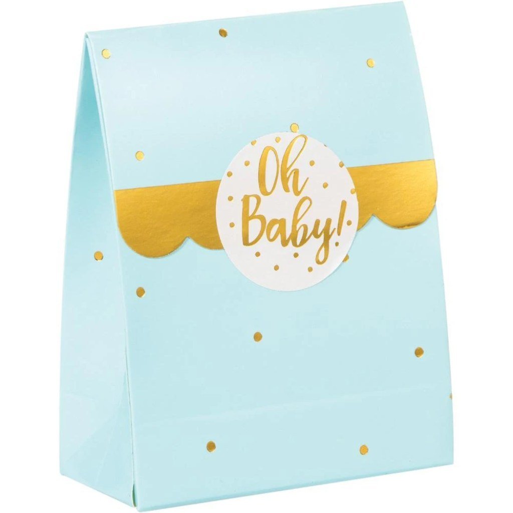 Favors Bags Blue with Sticker Oh Baby, 8ct