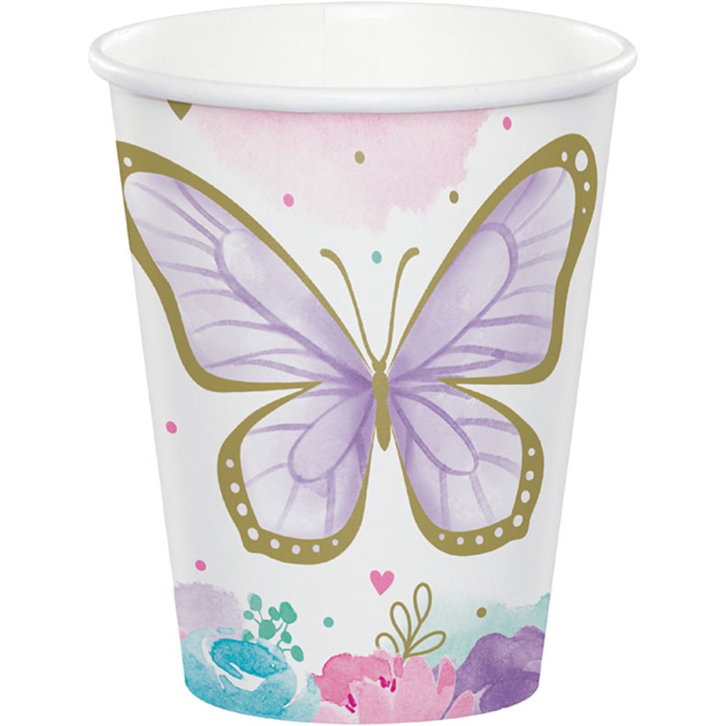 Butterfly Shimmer Cups 8ct, 9oz